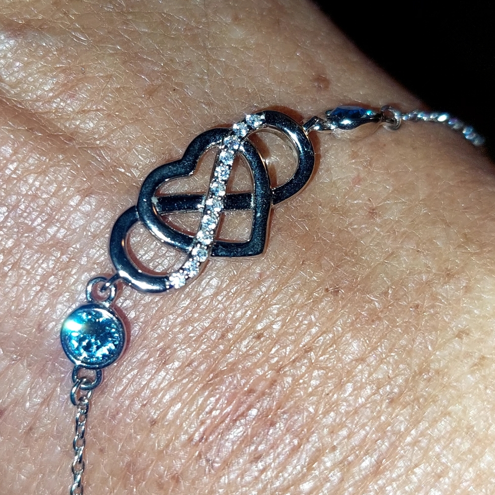 Aoboco Sterling Silver Adjustable Infinity Swarovski Crystal Bracelet